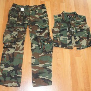 MISS BIANCARRA Sz M/L Camouflage Vest & Pants Set